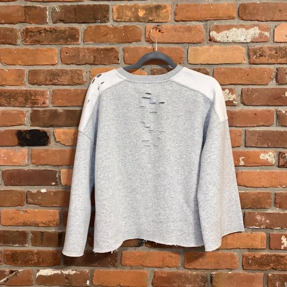 Code Mode Gray Distressed Oversized Sweatshirt L - Picture 6 of 8